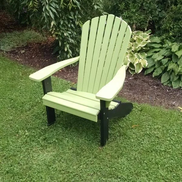 Poly Fanback Adirondack Chair with Black Frame - Size: 5.5, Red
