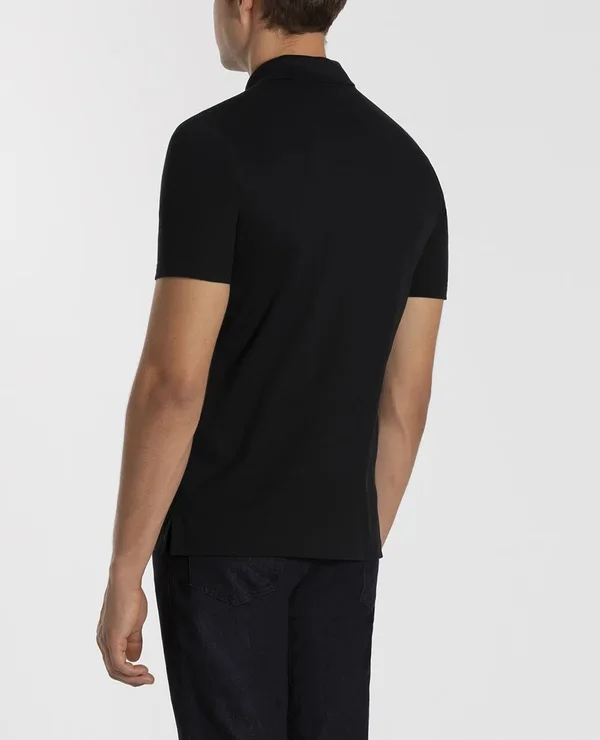 Paul & Shark Organic Cotton Piqué Polo with Shark Badge - Black