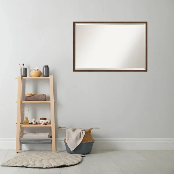 Amanti Art Carlisle 19 in. x 25 in. Rustic Rectangle Framed Brown Narrow Bathroom Vanity Wall Mirror - Matte Brown