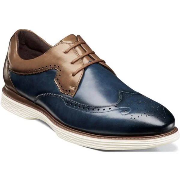 Stacy Adams Men's Regent Wingtip Oxford - Ink Blue & Tan
