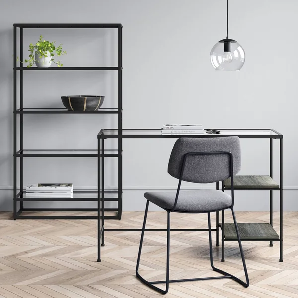 Fulham Glass Writing Desk with Storage Black - Project 62