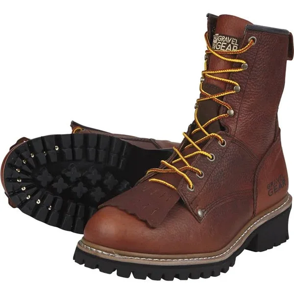Gravel Gear Men's 8inch Logger Work Boots - Brown - Size 9 Wide