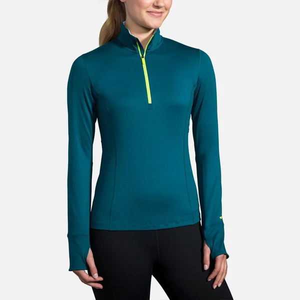 Brooks Dash 1/2 Zip Xs, Deep Sea/Lime (Women's)