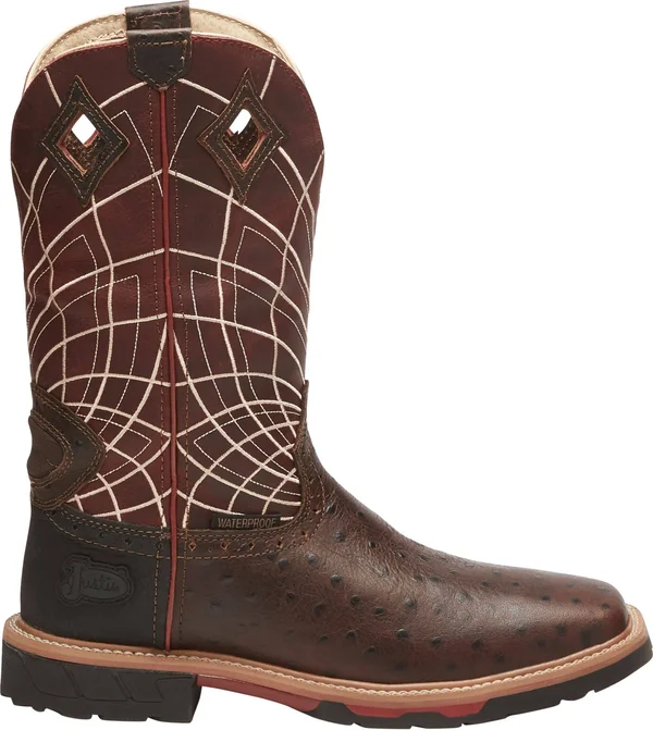 Justin Men's Derrickman Ostrich Print Boot