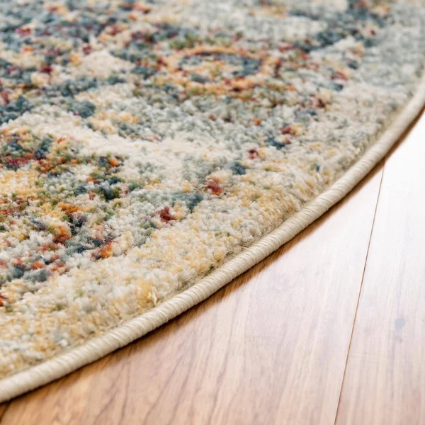 Unique Loom Isabella High-Low Pile Border Rug 5& x 8& Oval Ivory/Multi