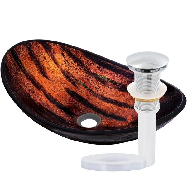 Novatto Volle Glass Vessel Bathroom Sink Set - Chrome