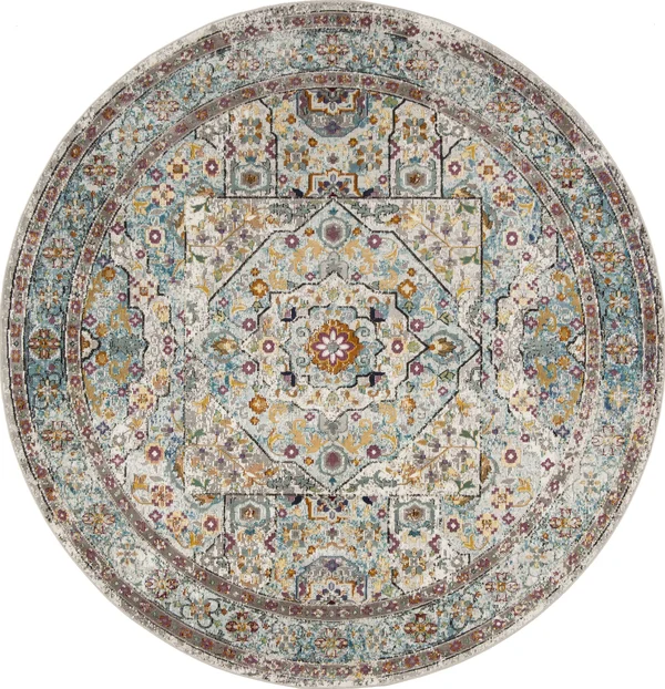 Safavieh Aria ARA199C 6&5x22 x 6&5x22 Round Cream - Blue Area Rug