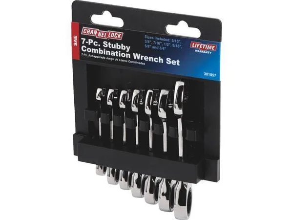 Channellock 7-Piece Stubby Ratcheting Combination Wrench Set