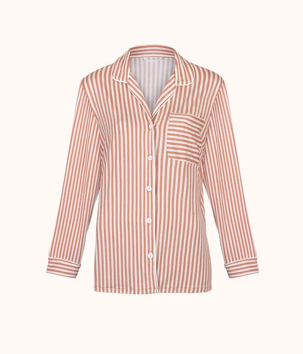 Lively The All Day Lounge Shirt - Size Small in Mini Stripe Shell Pink at Nordstrom