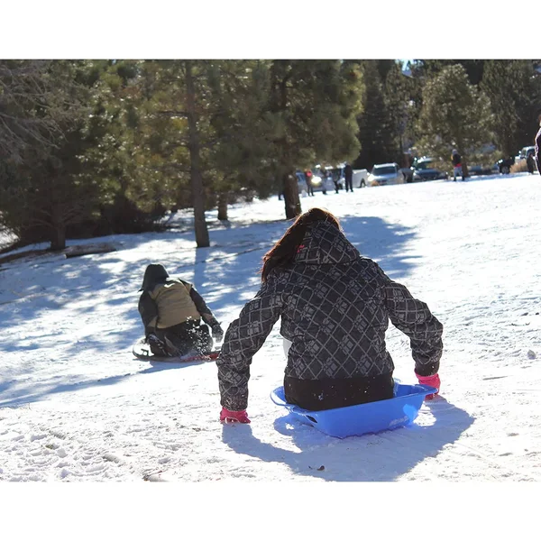 Slippery Racer Downhill Xtreme Plastic Toboggan Snow Sled, Blue & Green (2 Pack)