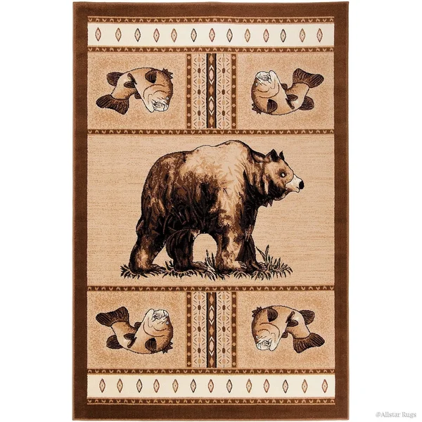 Allstar Rugs Allstar Berber Woven Soft Traditional Southwest Bear Theme Rug - 5& 2x22 x 7& 2x22