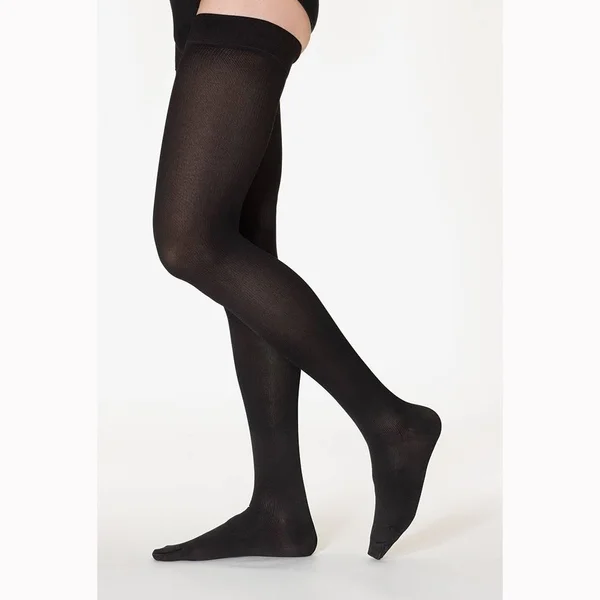 Sigvaris 232nmlw99 20-30 mmHg Long Cotton Thigh High Black-Medium