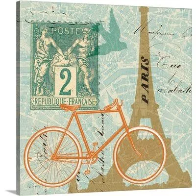 &Postcard from Paris Collage& by Sue Schlabach Graphic Art Print Great Big Canvas Size: 24x22 H x 24x22 W x 1.5x22 D - Format: Ca
