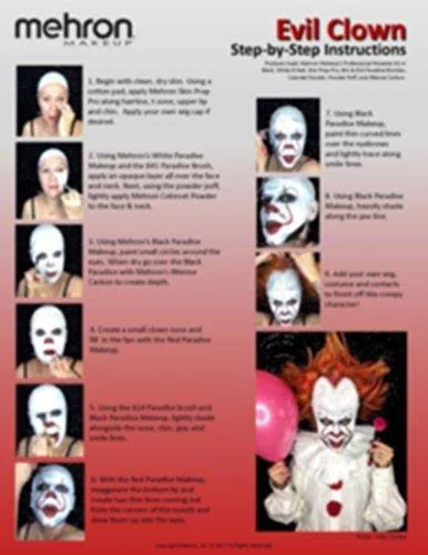 Evil Clown Halloween Makeup Kit – Professional Costume Cosmetics for A Creepy It Inspired Look – Dress Up Like Pennywise with Pr