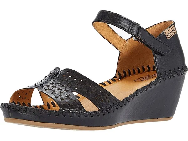 Pikolinos Women Margarita Strap Wedges Black 7.5-8