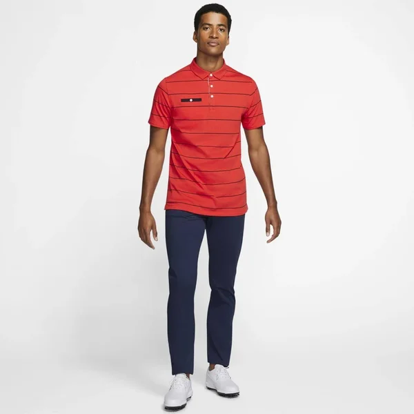 Nike Men's Stripe Player Golf Polo, Size: Small, Habanero Red