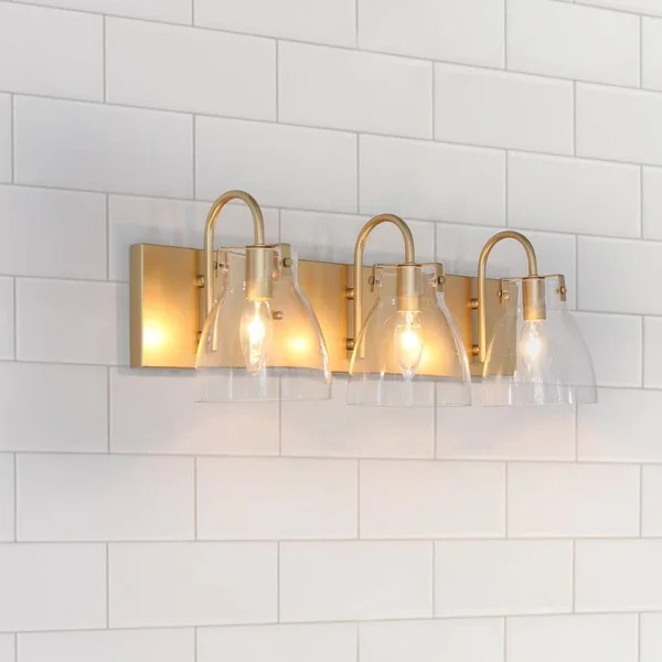 New World Decor Pursuit 3-Light Gold Modern/Contemporary Vanity Light Bar, IVARYZLWS359296