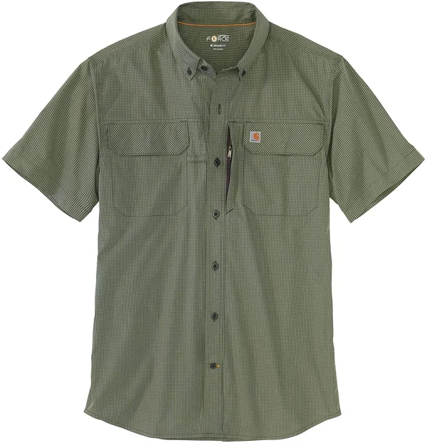 Carhartt Men's Force Lightweight Short Sleeve Plaid Shirt - Asphalt