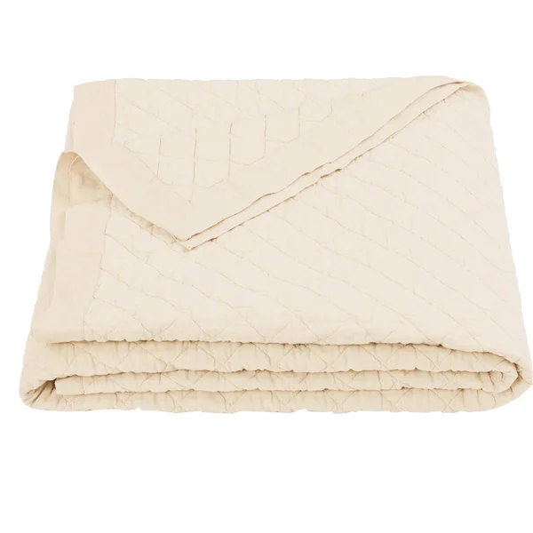 HiEnd Accents Cream Diamond Pattern Linen Quilt, King, 104" x 94"