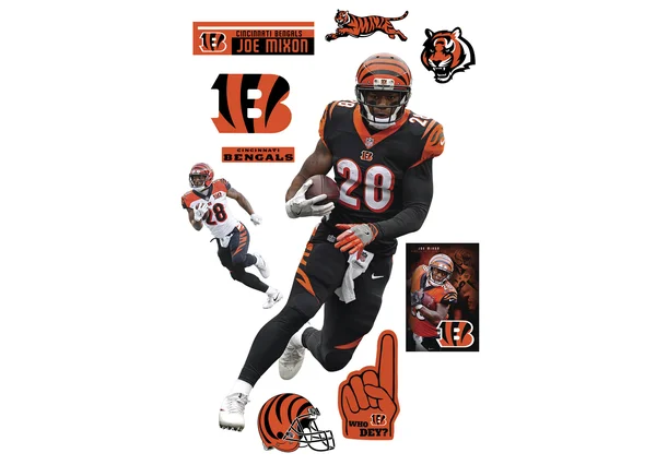 Fathead Joe Mixon Cincinnati Bengals Life Size Removable Wall Decal