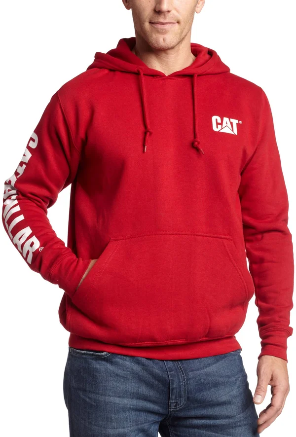 Men's Cat Trademark Banner Hooded Sweatshirt Medium Chili Pepper