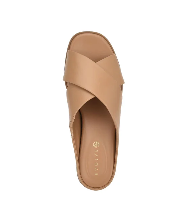 Easy Spirit Women's Evolve Odyssa Criss Cross Band Slide, Size: 7.5, Natural Sheep Leather
