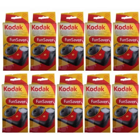 10 Kodak Funsaver Flash 27 EXP Single Use Disposable 35mm Camera
