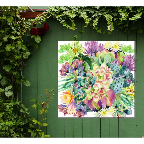 Succulent Blooms Outdoor Wall Art