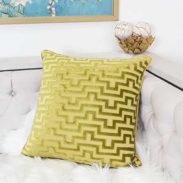 Homey Cozy Modern Maze Throw Pillow Cover - Indigo Blue Luxury Velvet Soft Fuzzy Cozy Warm Slik Large Sofa Couch Cushion Case 18x1