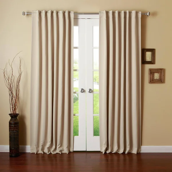 Aurora Home Solid Insulated Thermal Blackout Long Length Curtain Panel Pair - 52x22W x 126x22L - Beige