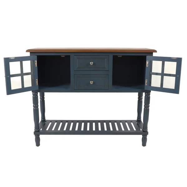 Decor Therapy Taylor Antique Navy/Wood Tone Top 4-Drawer Console Table