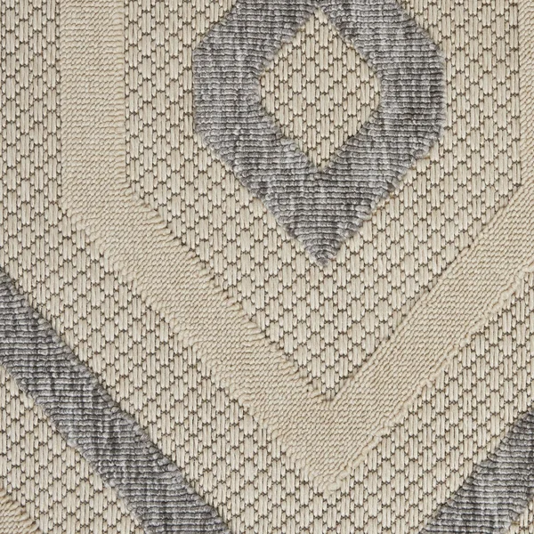 6'x9' Rectangle Indoor and Outdoor Loomed Geometric Area Rug Off-White, White - Nourison