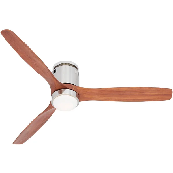 52x22 Casa Vieja Modern Hugger Ceiling Fan with Light LED Remote Control Brushed Nickel Carved Wood for Living Room Kitchen Bedr