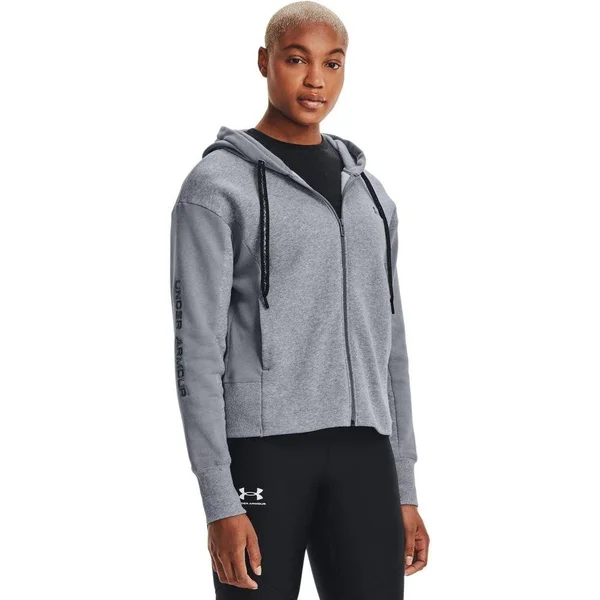 Under Armour Women's Rival Fleece Embroidered Full Zip Hoodie - Medium, Gray