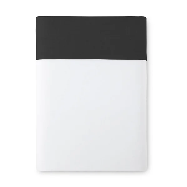 Peacock Alley Black Mandalay Linen Cuff Percale Flat Sheet -Full/Queen