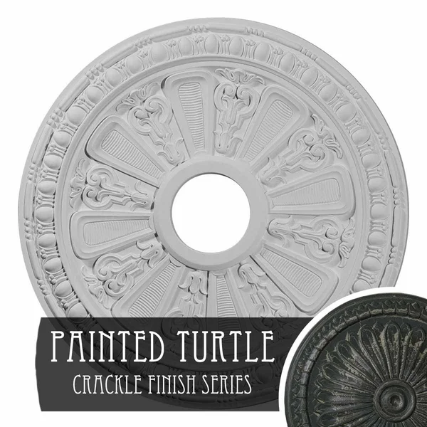 18 1/8 inchod 3 5/8 inchid x 1 1/8 inchp Raymond Ceiling Medallion (Fits Canopies Up to 5 1/8 inch) - Hand-Painted Painted Turtle