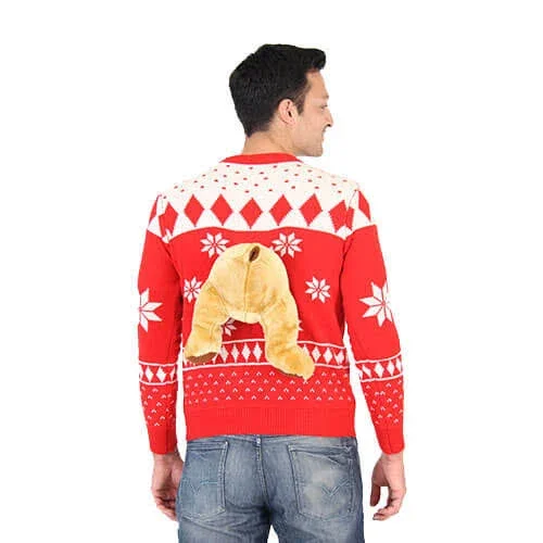 Red 3D Reindeer Moose Ugly Christmas Sweater