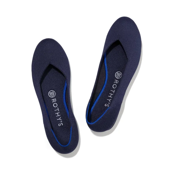 Rothy&s Navy Blue Rounded-Toe Flats - Maritime Navy, Size 7