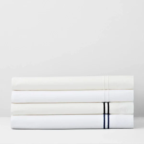 Sferra Grande Hotel Flat Sheet - Twin - White/Cornflower