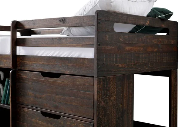 Donco Twin Low Loft Rustic Oak