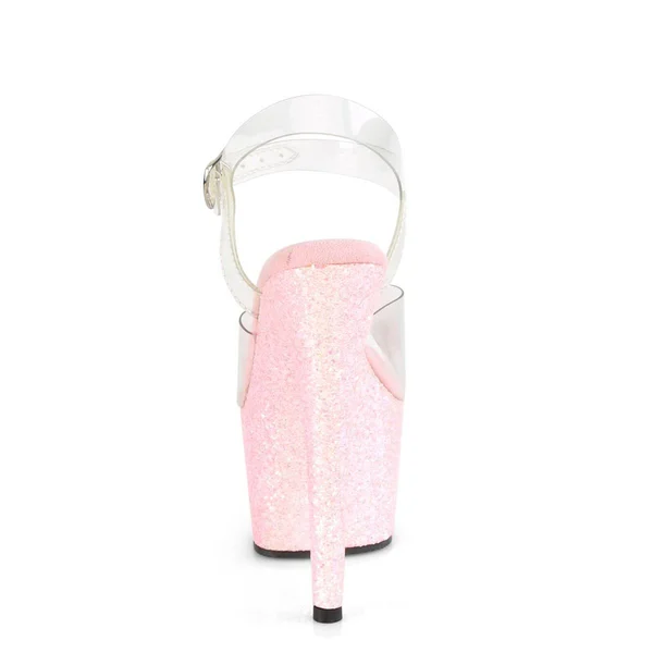Pleaser - Womens ADORE-708LG Platforms Baby Pink Glitter - Size-9