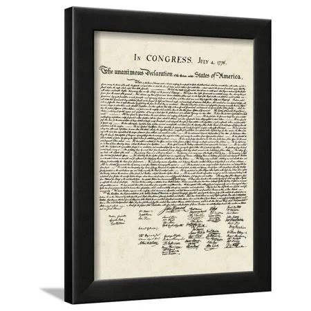 Declaration of Independence (Document) Framed Print Wall Art, Size: 12 x 16, Black