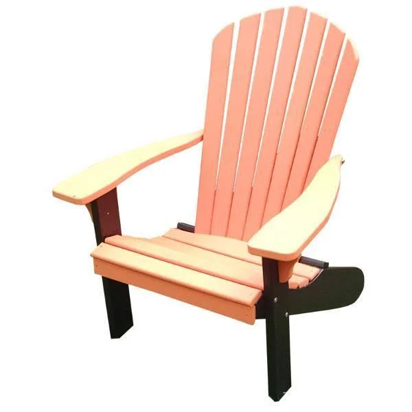 Poly Fanback Adirondack Chair with Black Frame - Size: 5.5, Red