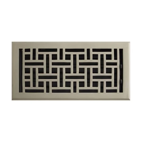 Wicker Style Solid Brass Wall Register - Brushed Nickel - 6x22 x 8x22 (6-5/8x22 x 9-1/8 Overall) - Signature Hardware 426145