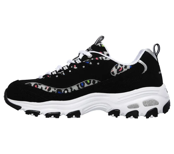 Skechers D&Lites - Safari Landscape Sneakers, Black/Multi, 7.5