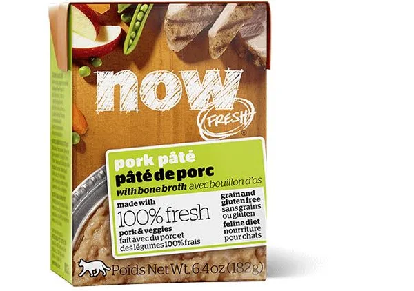 Now! Fresh Grain Free Pork Pate with Bone Broth Wet Cat Food - 6.4 oz, Case of 24