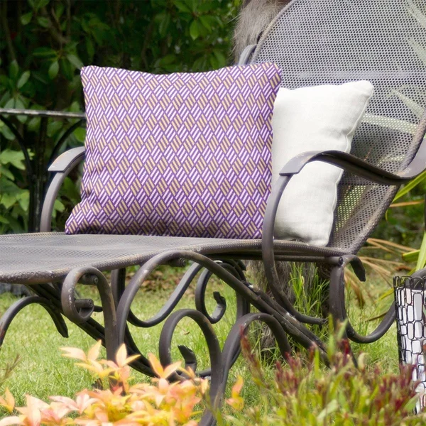 Two Color Stripe Diamonds Indoor/Outdoor Pillow - 20 x 20 - Purple & Yellow - UV Resistant