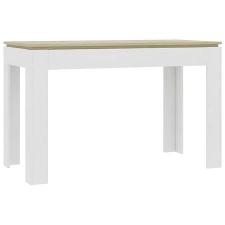 Kepooman Dining Table - Home Rectangle Dining Table for Living Room, White and Sonoma Oak