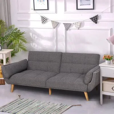Maclin Twin 81.5&& Wide Tufted Back Convertible Sofa George Oliver