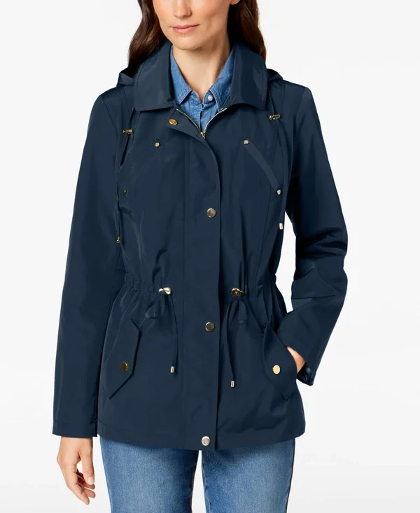 Charter Club Water-Resistant Hooded Anorak Jacket, Created for Macy&s - Blue S